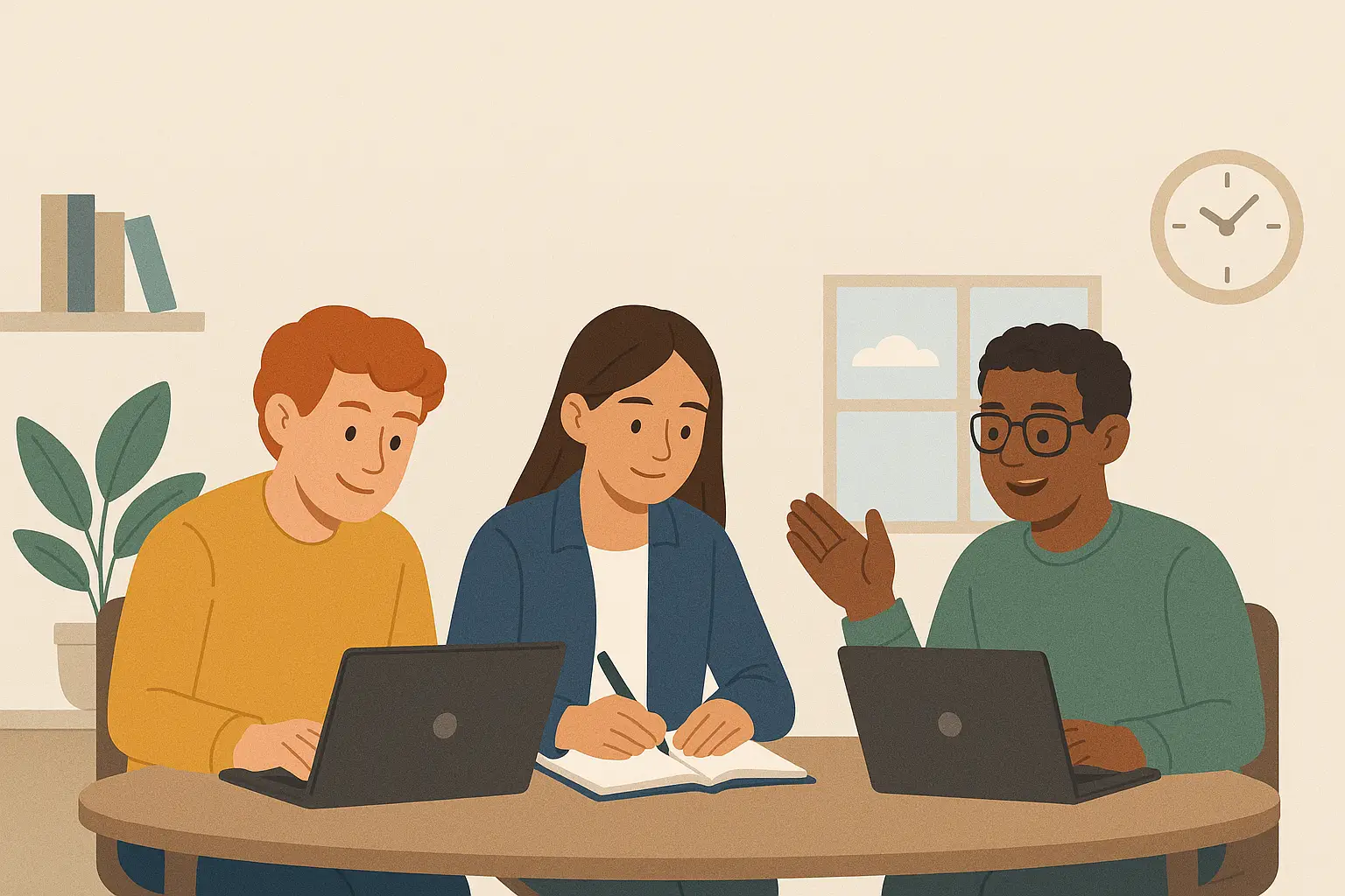 Estudiantes trabajando